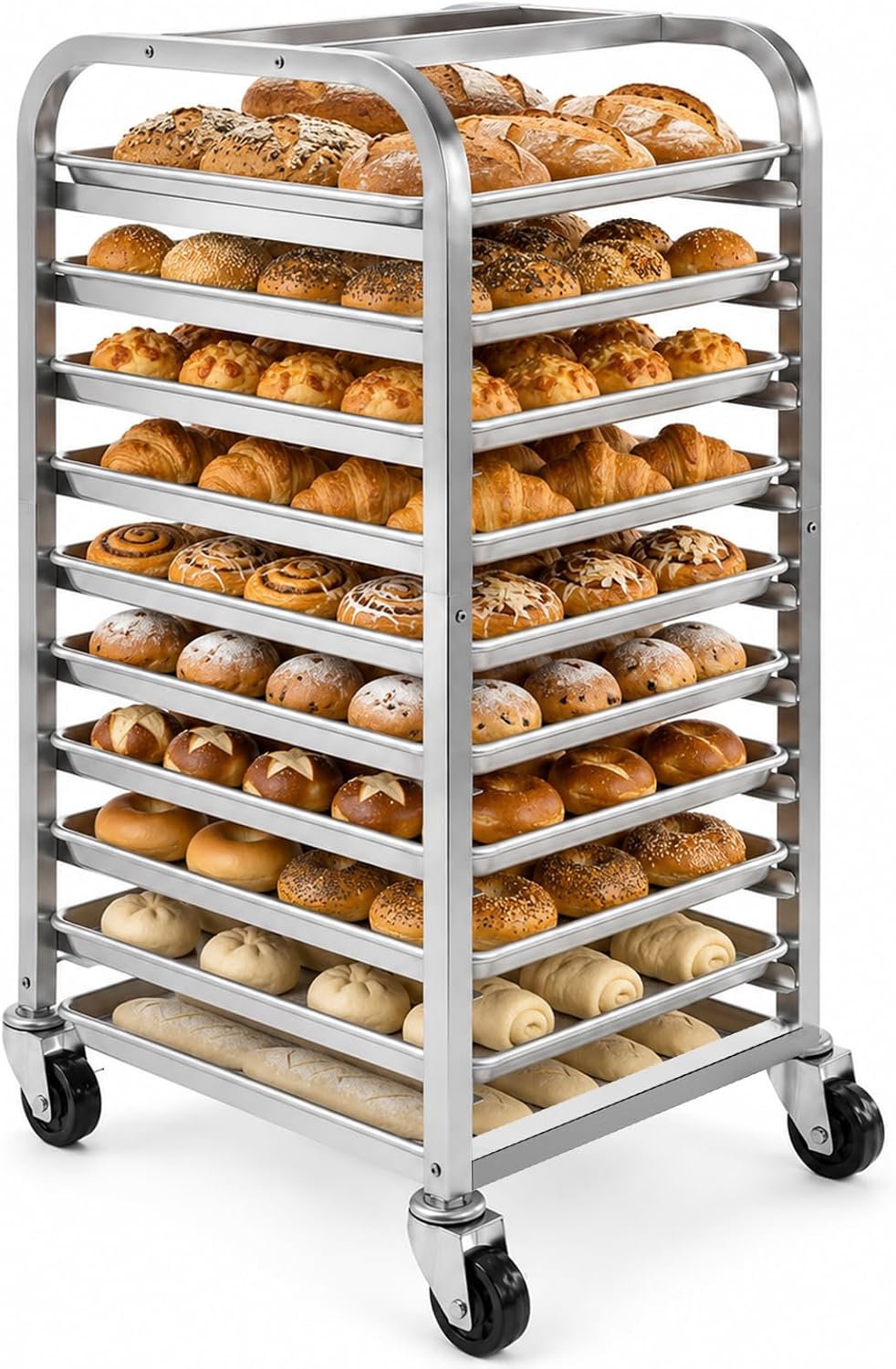 Kitchen Baking Cart - رفوف من الفولاذ المقاوم للصدأ مكونة