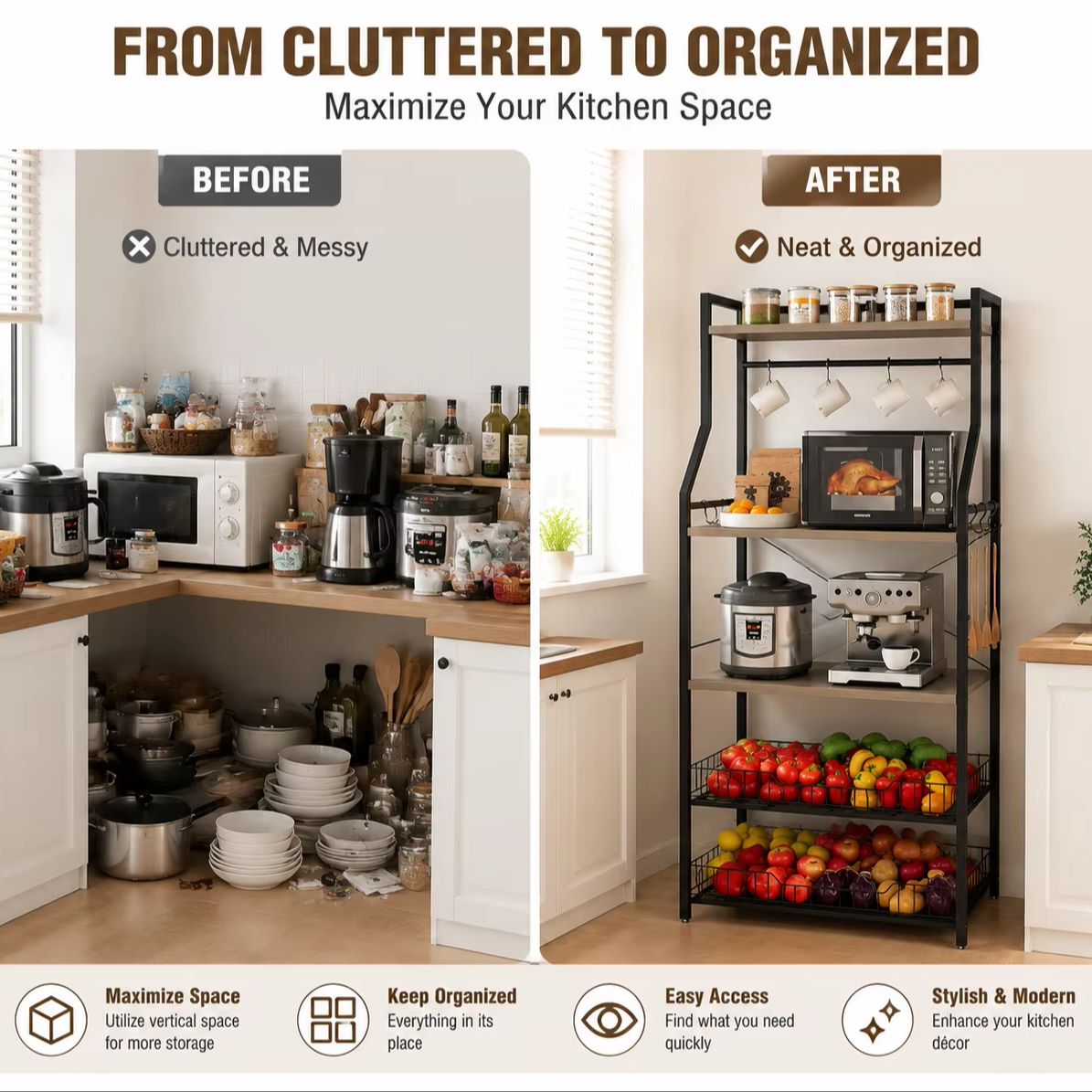 رف مطبخ من 5 طبقات مع حامل للم - مراجعة Kitchen Baking Rack وسعره