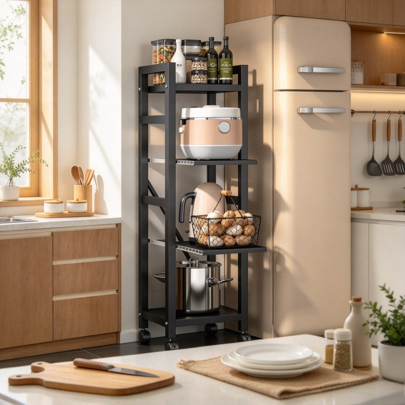 رف مطبخ قابل للسحب، رف أرضي لل - مراجعة Kitchen Baking Cart وسعره